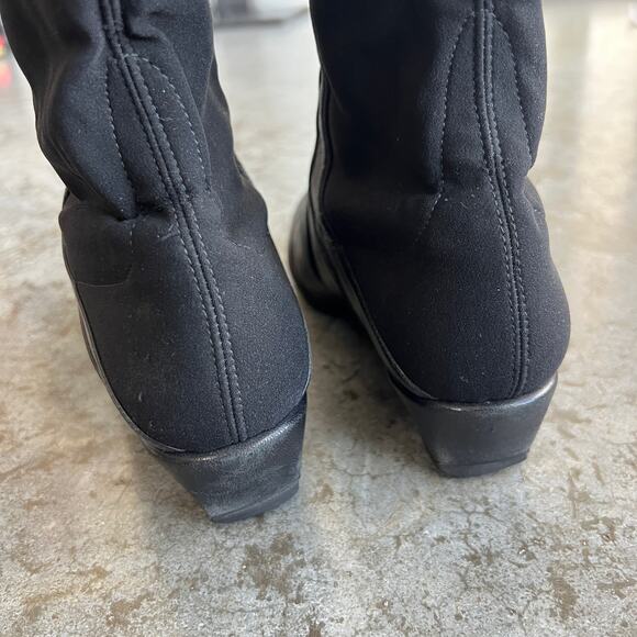 Stuart Weitzman Black Leather "Plack" 50/50 Wedge Knee High Boots Size 6 M - Picture 10 of 14